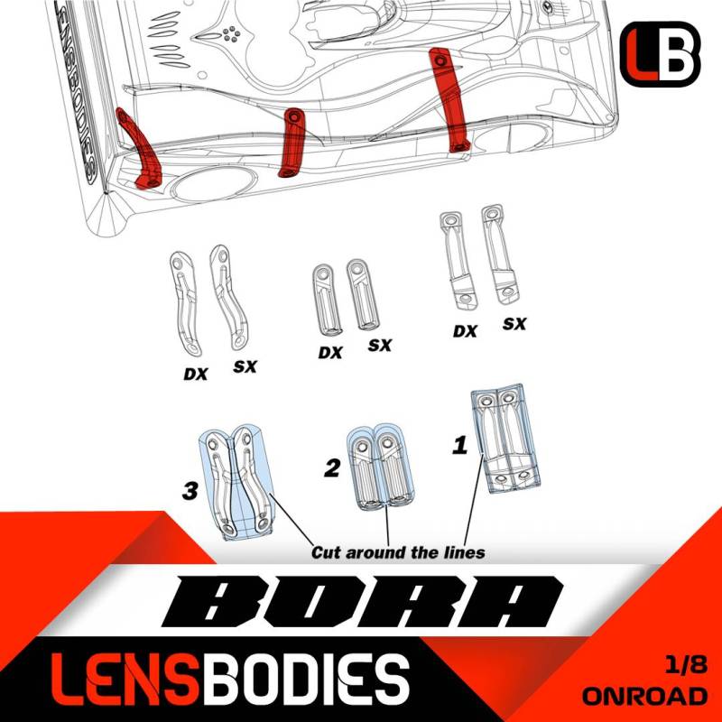 LENSBODIES 1/8 ONROAD RIGIDIFICADOR CARROCERIA LENSBODIES 1/8 ONROAD RIGIDIFICADOR CARROCERIA