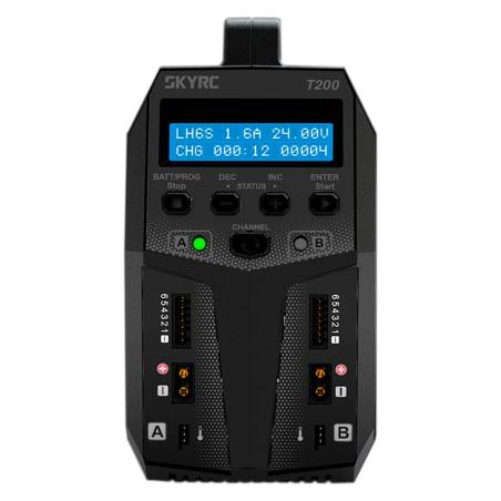CHARGER T200 DUO LIPO1-6S 12A 2X100W 240VAC/12VDC - SKYRC - SK100155
