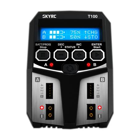 CHARGER T100  DUO LIPO 2-4S 0.1-5A 2X50W 240VAC - SKYRC - SK100162