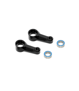 X4 ALU DUAL STEERING ARM BLACK + BALL-BEARINGS (2) - XRAY - 302517-K