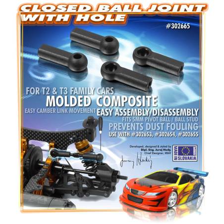 COMPOSITE BALL JOINT 4.9MM - CLOSED WITH HOLE (4) - 302665 - XRAY