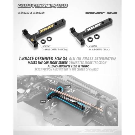 X4 ALU CHASSIS T-BRACE - SWISS 7075 T6 - XRAY