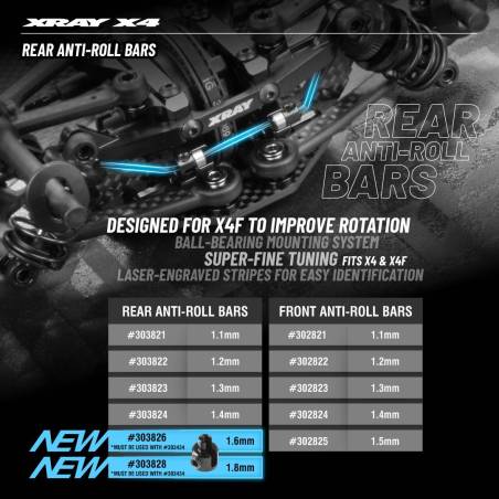 X4 ANTI-ROLL BAR - REAR 1.8 MM - XRAY - 303828