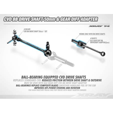 ALU GEAR DIFF CVD BB DRIVESHAFT ADAPTER (2) - XRAY