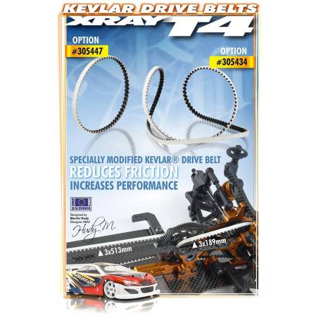 LOW FRICTION KEVLAR DRIVE BELT REAR 3 x 189 MM - XRAY