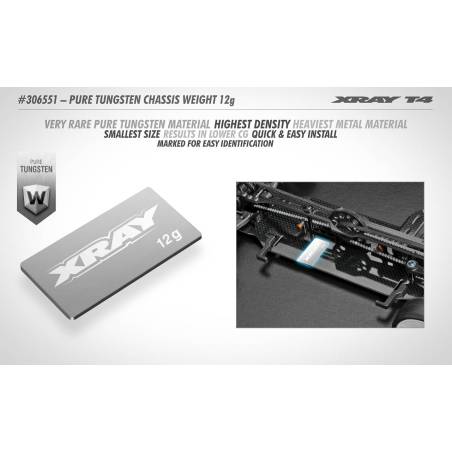XRAY PURE TUNGSTEN CHASSIS WEIGHT 12g - XRAY - 306551