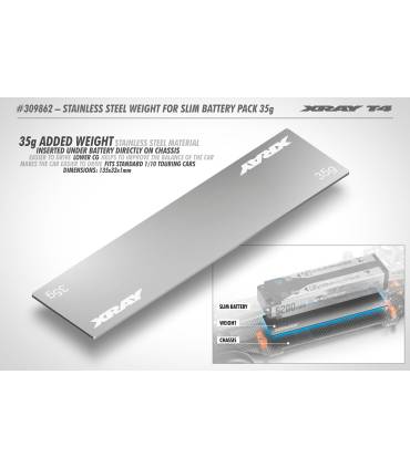 XRAY STAINLESS STEEL WEIGHT FOR SLIM BATTERY PACK 35G - XRAY