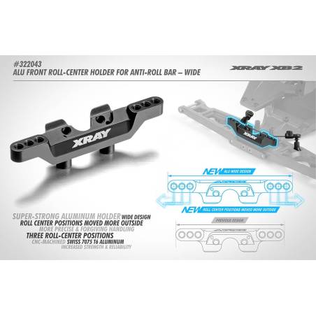 ALU FRONT ROLL-CENTER HOLDER FOR ANTI-ROLL BAR - WIDE - XRAY
