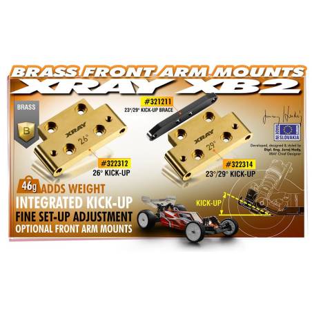BRASS 46G FRONT LOWER ARM MOUNT 26° KICK-UP - XRAY