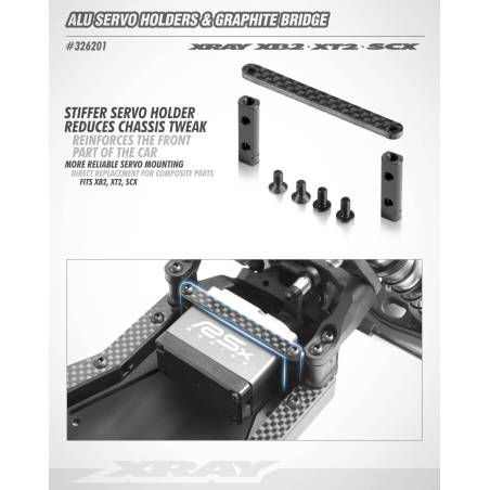 ALU SERVO HOLDERS & GRAPHITE BRIDGE - XRAY - 326201