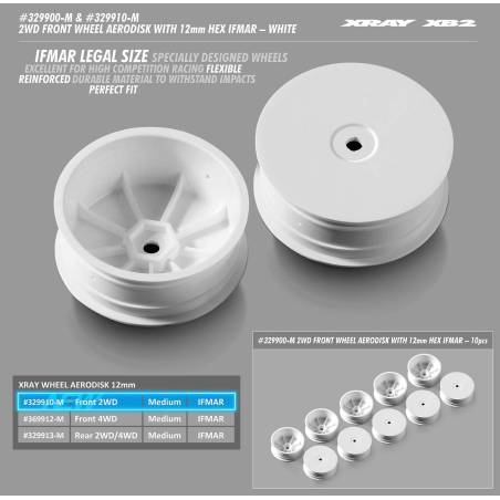 2WD FRONT WHEEL AERODISK WITH 12MM HEX IFMAR - WHITE (2) - 329910-M -