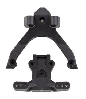 RC10B7 FT TOP PLATE & BALLSTUD MOUNT, CARBON - ASSOCIATED - 92404