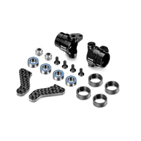 ALU STEERING BLOCKS WITH GRAPHITE EXTENSION PLATES - SET - XRAY