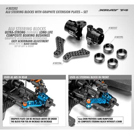 ALU STEERING BLOCKS WITH GRAPHITE EXTENSION PLATES - SET - 302202 - X