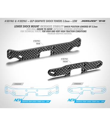 T4'20 ULP GRAPHITE SHOCK TOWER REAR 3.0MM - LOW - XRAY