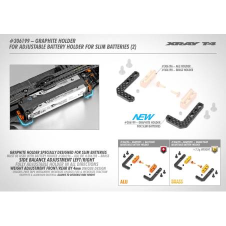 HOLDER FOR ADJ. BATTERY HOLDER SLIM BATTERIES (2) - XRAY