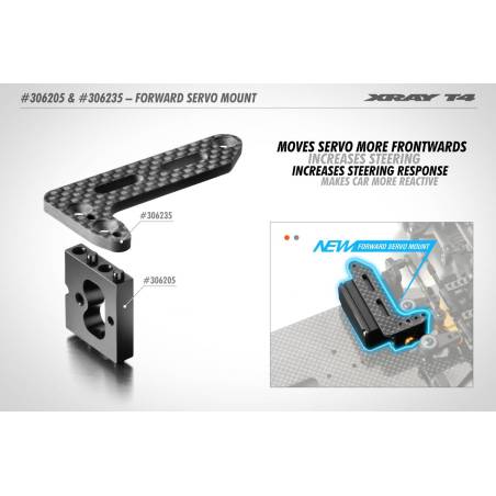 ALU FORWARD SERVO MOUNT - BLACK  - 306205 - XRAY
