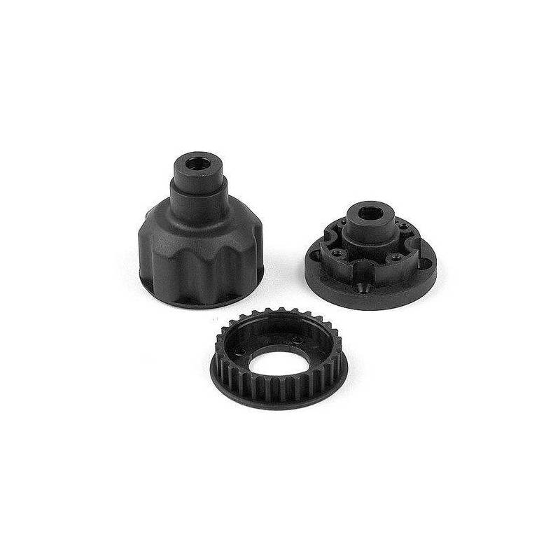 COMPOSITE FRONT DIFF. CASE, COVER & 27T BELT PULLEY - 335010 - XRAY