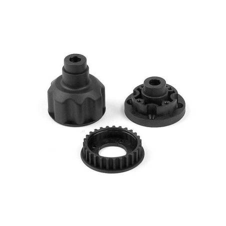 COMPOSITE FRONT DIFF. CASE, COVER & 27T BELT PULLEY - XRAY