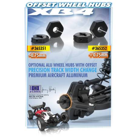 "ALU WHEEL HUB 14MM - OFFSET ""+0.75MM"" (2) - 365352 - XRAY"