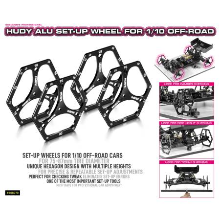 ALU SET-UP WHEEL FOR 1/10 OFF-ROAD (4) - HUDY