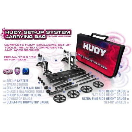 SET OF SET-UP TOOLS + CARRYING BAG - FOR 1/10 TOURING CARS - HUDY