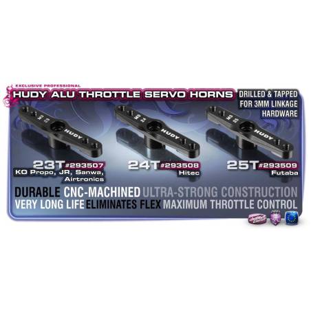ALU THROTTLE SERVO HORN - HITEC - 2-HOLE M3 - 24T - HUDY