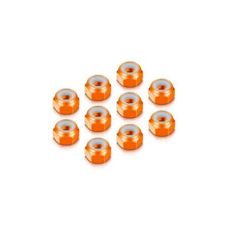 ALU NUT M4 - ORANGE (10) - HUDY