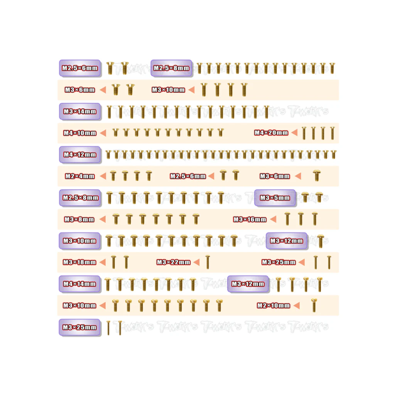 Gold Plated Steel Screw Set 152pcs (Associated RC8B4) - GSS-RC8B4 Gold Plated Steel Screw Set 152pcs (Associated RC8B4) - GSS-RC8B4