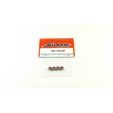 SWORKz Ball Bearing 5x10x4 RED Rubber (4) - SW116010R