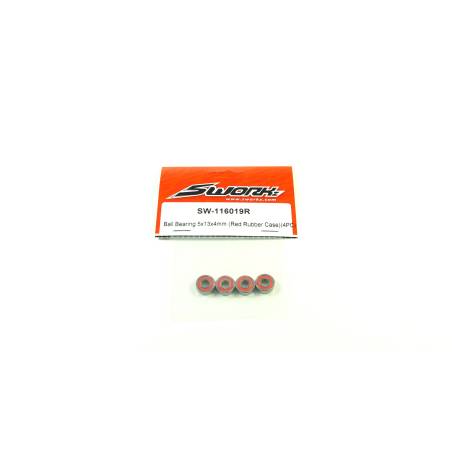 SWORKz Ball-Bearing 5x13x4 RED Rubber (4) - SW116019R