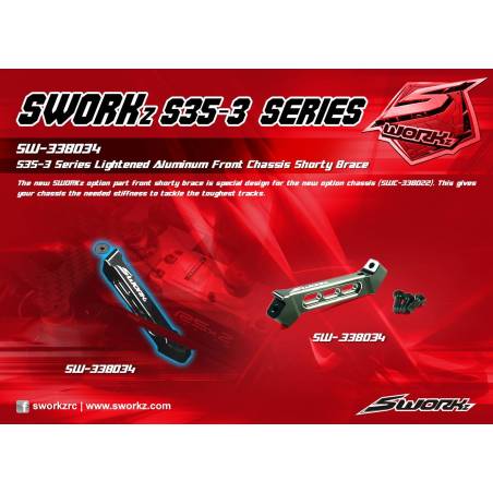 SWORKz Lightened Aluminum Front Chassis Brace Short - SW338034