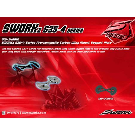 SWORKz Pro-composite Carbon Wing Mount Support Plate - SW348012