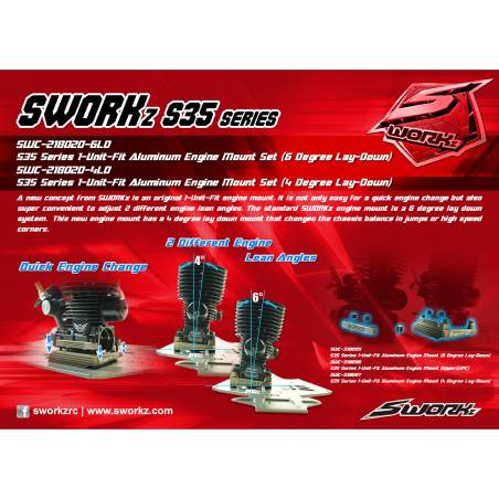 SWORKz 1-Unit-Fit Aluminum Engine Mount Set (4 Deg Lay-Down) - SWORKZ