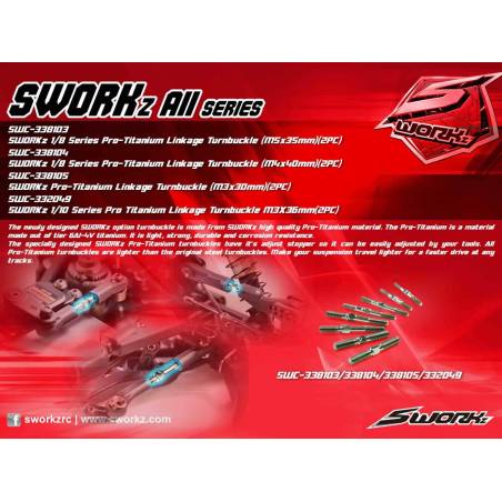 SWORKz Pro Titanium Linkage Turnbuckle M4x40mm (2) - SWC338104