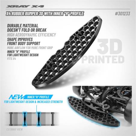"""X4 RUBBER BUMPER 3D WITH INNER """"H"""" PROFILE"" - XRAY"