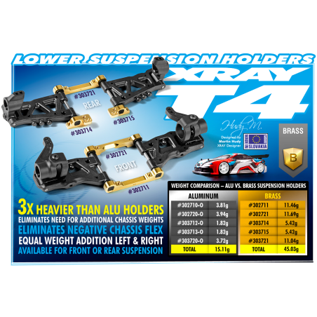 BRASS FRONT LOWER 1-PIECE SUSPENSION HOLDER - FRONT - FF - XRAY