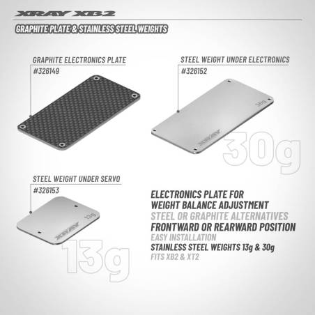 STEEL WEIGHT FOR ELECTRONICS 1-PIECE CHASSIS 30g - XRAY - 326152