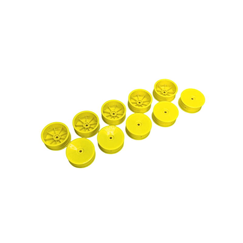 2WD FRONT WHEEL WITH 12MM HEX - YELLOW - HARD (10) - XRAY 2WD FRONT WHEEL WITH 12MM HEX - YELLOW - HARD (10) - XRAY