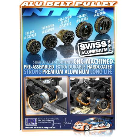 ALU BELT PULLEY 26T - MID-SIDE - SET - XRAY