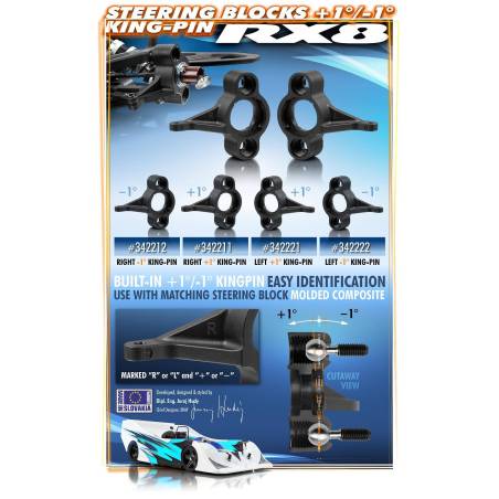 COMPOSITE STEERING BLOCK -1° KINGPIN LEFT - 342222 - XRAY