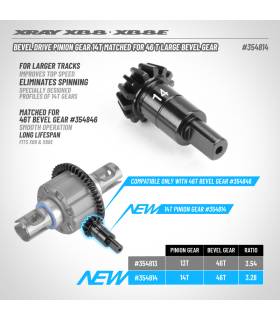 BEVEL DRIVE PINION GEAR 14T -FOR 46T LARGE BEVEL GEAR - XRAY