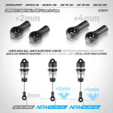 COMPOSITE SHOCK BALL JOINT +2MM & +4MM (2+2) - XRAY - 368011