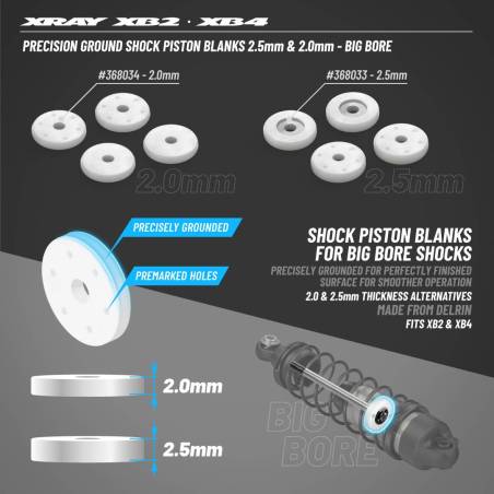 PRECISION SHOCK PISTON BLANKS 2.5MM - BIG BORE (4) - XRAY - 368033