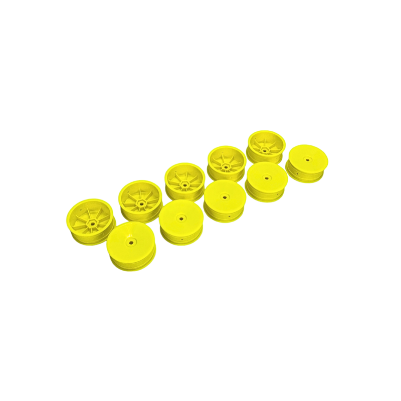4WD FRONT WHEEL WITH 12MM HEX - YELLOW - HARD (10) - XRAY 4WD FRONT WHEEL WITH 12MM HEX - YELLOW - HARD (10) - XRAY
