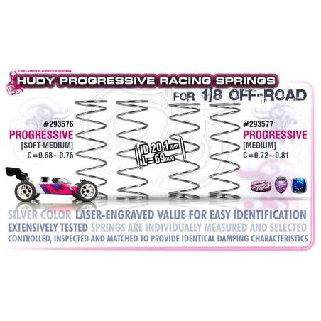OFF-ROAD SPRING SET PROGRESSIVE MEDIUM, ID 20.1mm L69mm (2)  - HUDY