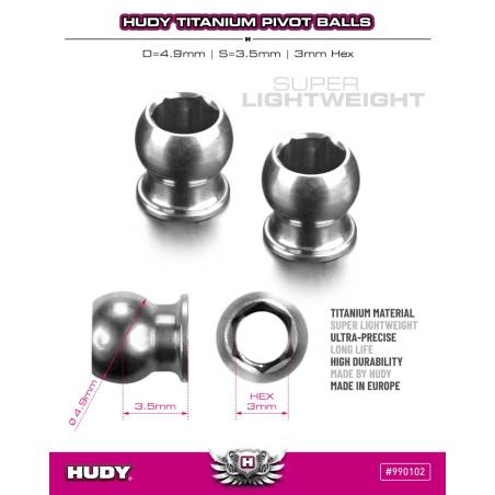 TITAN PIVOT BALL D 4.9 / S 3.5 / 3mm HEX (2) - HUDY