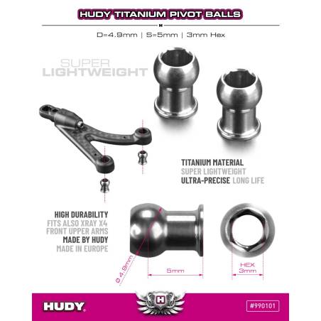HUDY TITAN PIVOT BALL D 4.9 / S 5 / 3mm HEX (2) - HUDY