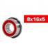 "8x16x5mm FLANGED ""HS"" RUBBER SEALED BEARING SET (10pcs) - UR7841 -