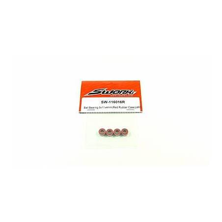 SWORKz Ball Bearing 5x11x4 RED Rubber (4) - SW116016R